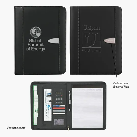 Eclipse Bonded Leather Zippered Portfolio with Calculator
