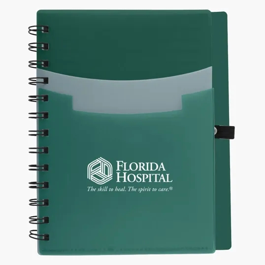 Tri-Pocket Notebook with Elastic Pen Loop, 5 x 7 in.