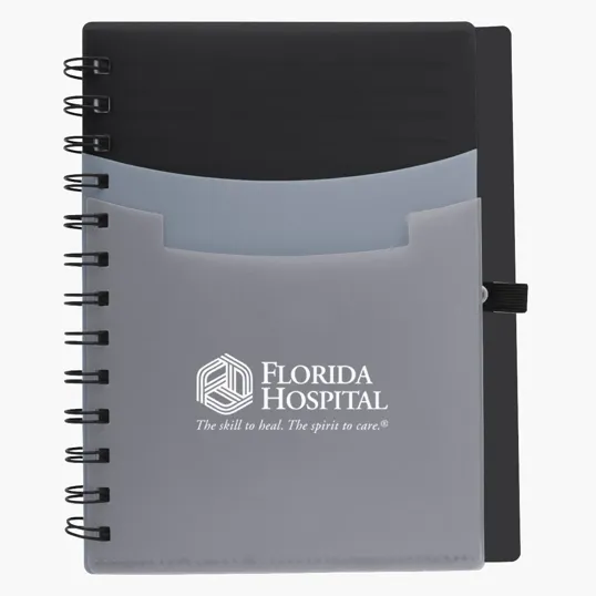 Tri-Pocket Notebook with Elastic Pen Loop, 5 x 7 in. — view 2