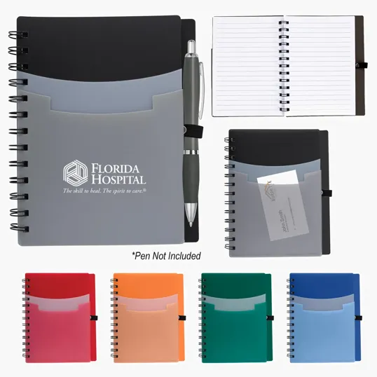 Tri-Pocket Notebook with Elastic Pen Loop, 5 x 7 in. — view 6