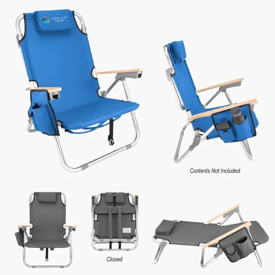 Portable Beach Chair with rPET Fabric and Aluminum Frame
