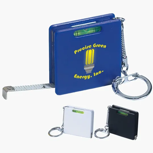 Square Level Tape Measure Key Tag with 3' Retractable Steel Tape — view 4