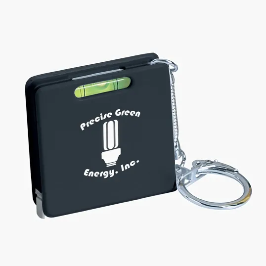 Square Level Tape Measure Key Tag with 3' Retractable Steel Tape