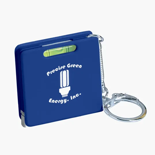 Square Level Tape Measure Key Tag with 3' Retractable Steel Tape — view 2