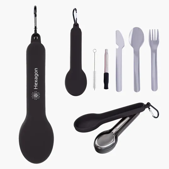 Travel Utensil Set with Silicone Holder — view 2