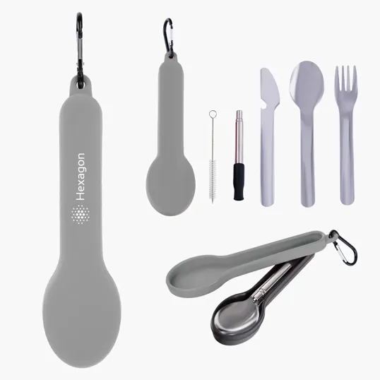 Travel Utensil Set with Silicone Holder — view 3