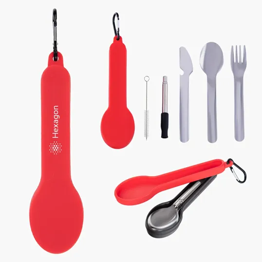 Travel Utensil Set with Silicone Holder — view 4