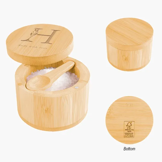 Bamboo Salt Cellar with Magnetic Swivel Lid