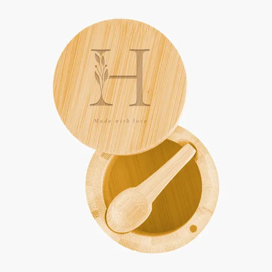 Bamboo Salt Cellar with Magnetic Swivel Lid — view 2