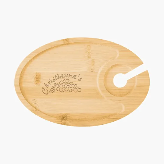 Wine & Dine Recessed Bamboo Tray with Wine Glass Holder — view 2
