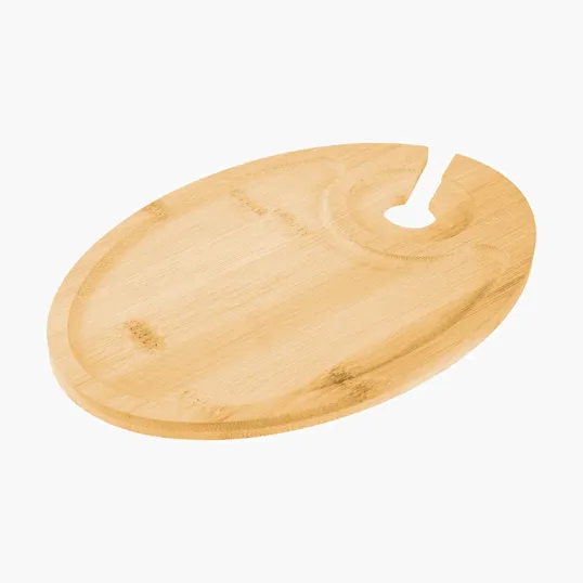 Wine & Dine Recessed Bamboo Tray with Wine Glass Holder — view 4