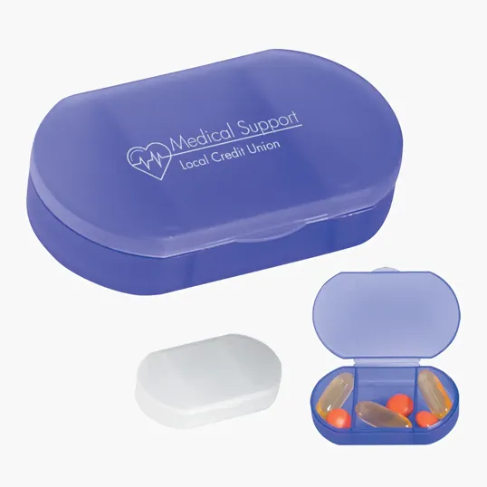 Oval Shape Pill Holder with 3 Compartments
