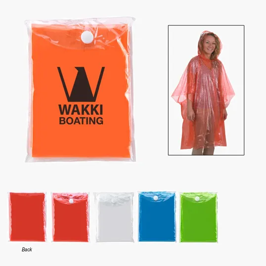 Disposable PE Poncho with PVC Carrying Pouch