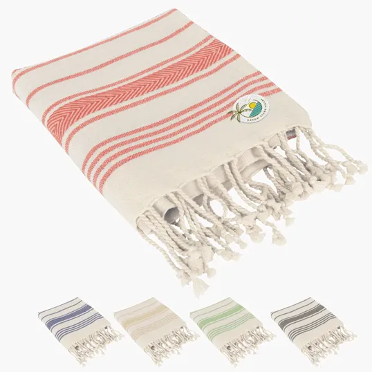 Bungalow Woven Cotton Beach Towel with Tassels