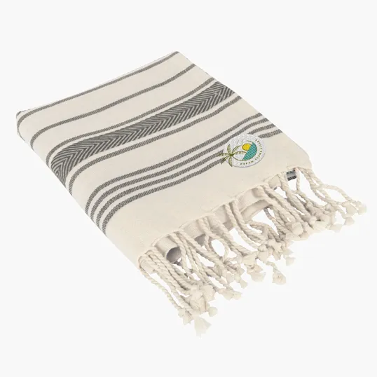 Bungalow Woven Cotton Beach Towel with Tassels — view 2