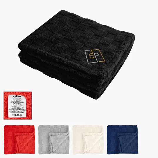 rPET Checkered Sherpa Blanket, 50" x 60"