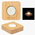 Bamboo Tea Light Candle Holder with Unscented Soy Candle