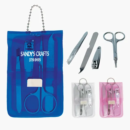Vinyl Manicure Set with Scissors, Clipper, File, Tweezers