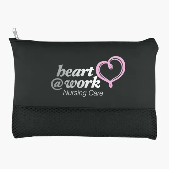 Mesh Vanity Bag with Zippered Main Compartment