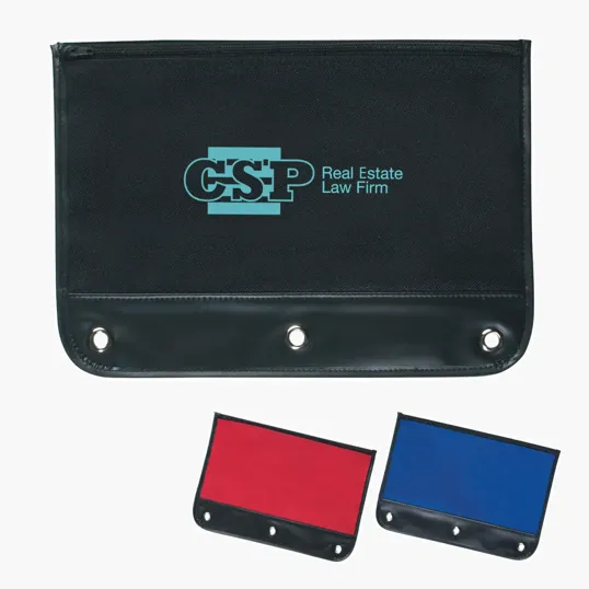 Zippered Pencil Case with Reinforced Binder Holes — view 2