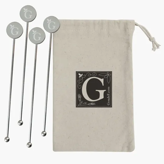 Stainless Steel Cocktail Stirrers Set with Cotton Pouch