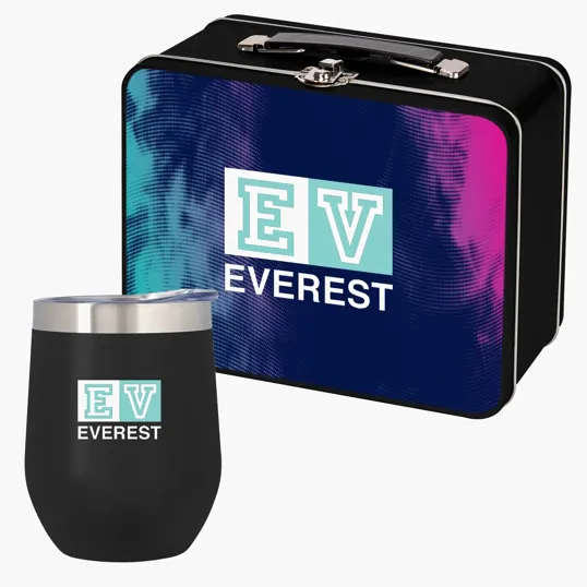 Vinay Kit: Throwback Tin Lunch Box and Stemless Wine Glass