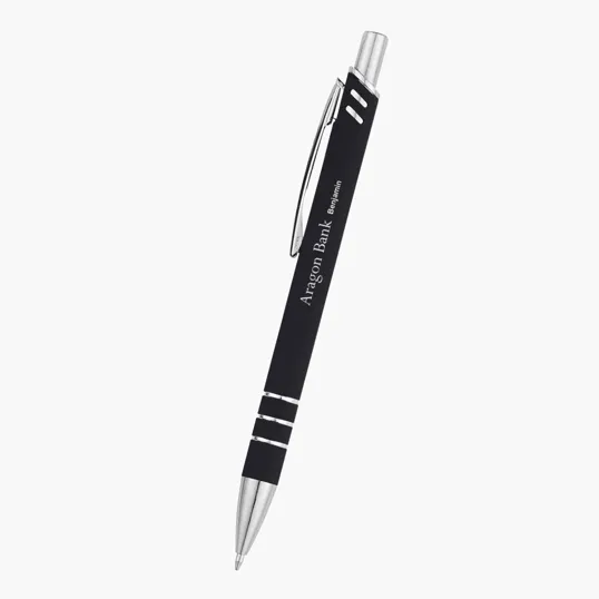 Black Tie Rubberized Aluminum Pen