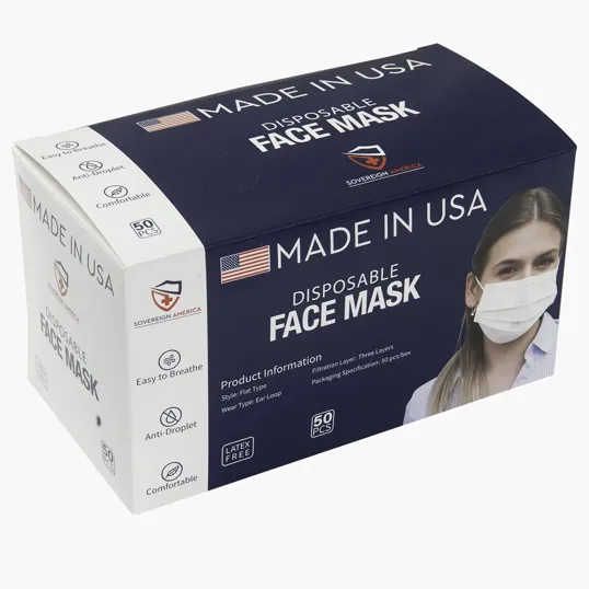 Disposable Face Mask, 3-Layer SMS, 50 Count
