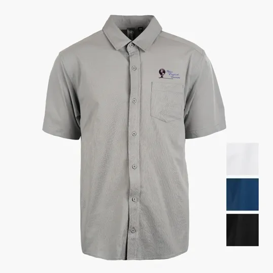 Burnside© Perforated Stretch Woven Button-Up