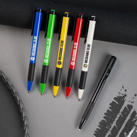 Clip Grip Retractable Ballpoint Pen with Black Grip