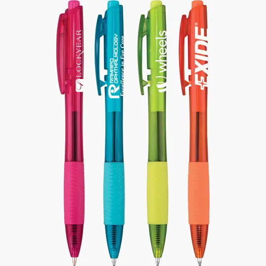 Tryit® Bright Pen, Translucent Barrel Ballpoint with Ribbed Grip