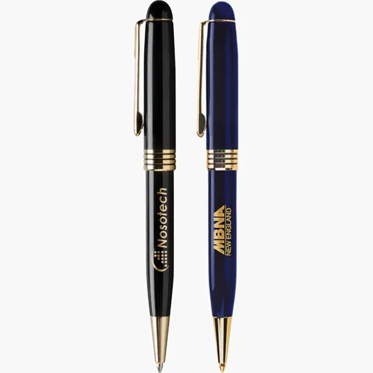 Knight Solid Brass Twist Ballpoint Pen with Gold-Plated Accents