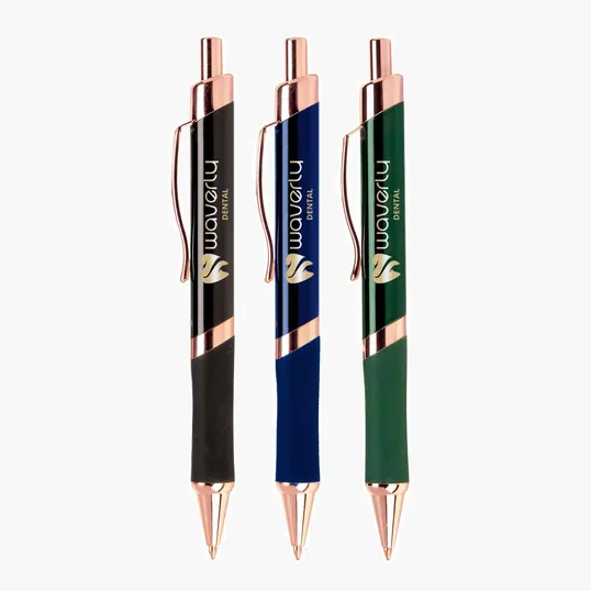 Carvella Metal Ballpoint Pen with Rose-Gold Accents