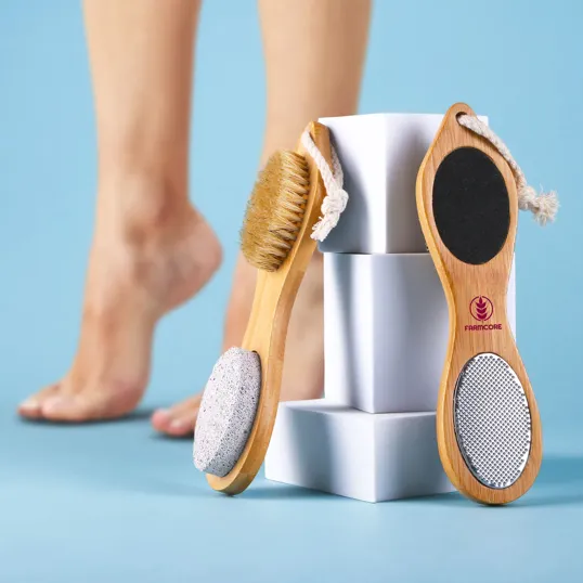 Revive 4-in-1 Bamboo Pedicure Tool with Pumice Stone and Rasp