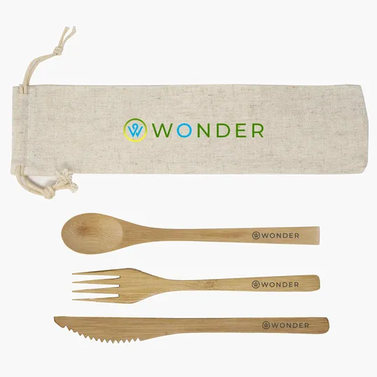Bamboo Utensil Set with Jute Bag