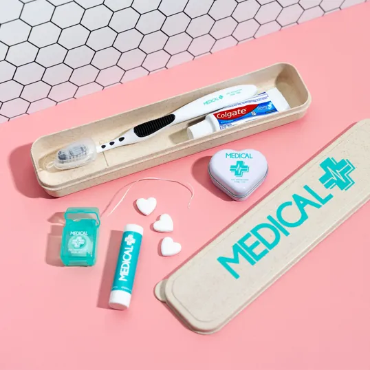 Dental Kit with Toothbrush, Floss, Toothpaste & Lip Moisturizer