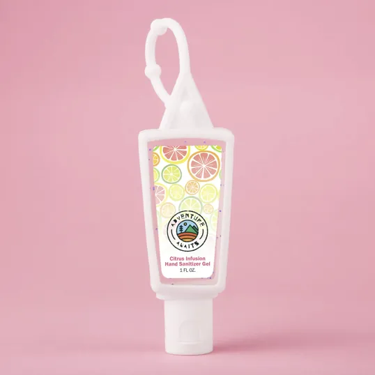Hand Sanitizer Gel with Moisture Beads, 1 oz Triangle Bottle with Carabiner