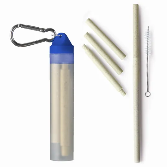 Wheat Straw Plastic Keychain Straw Set