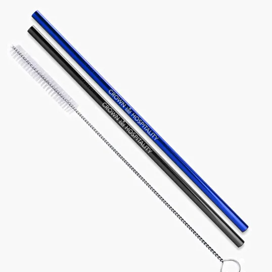 Straight Stainless Steel Straws, Set of 2