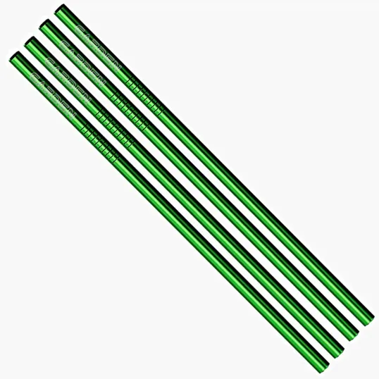 Straight Stainless Steel Straws, Set of 4 in Green
