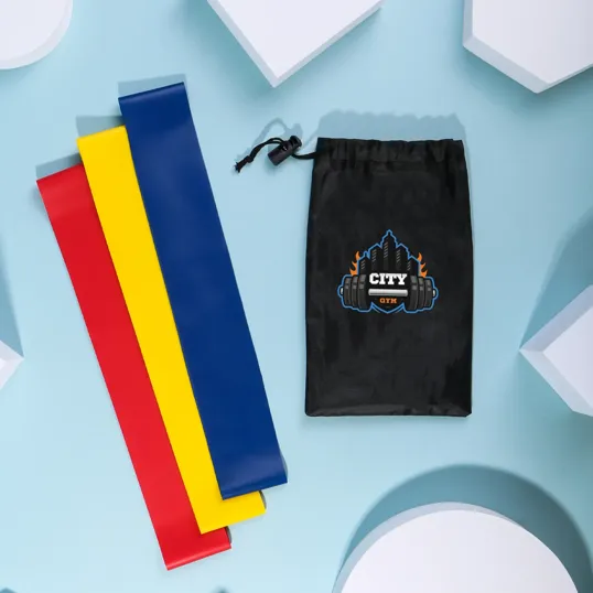 Treble Strength Resistance Band Set with Polyester Pouch