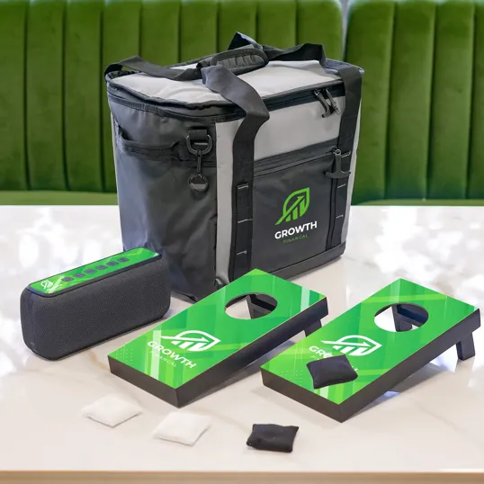Office Party Kit with Cornhole, Speaker, and Cooler Bag