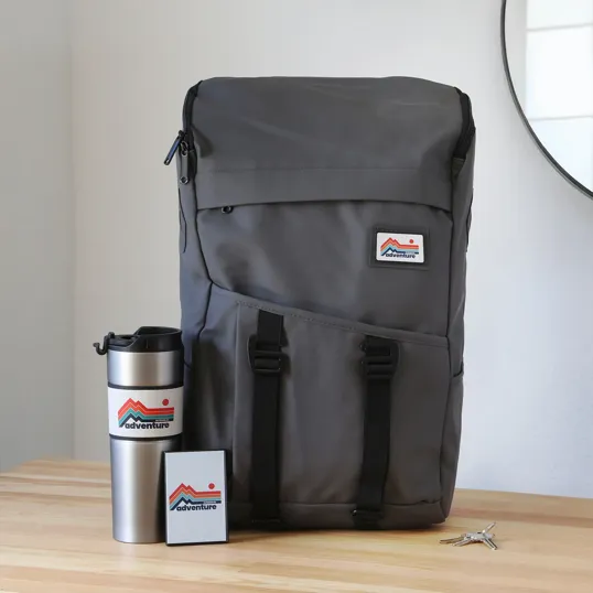 Grab & Go Kit with Recycled Backpack, Coffee Tumbler, and Wireless Power Bank