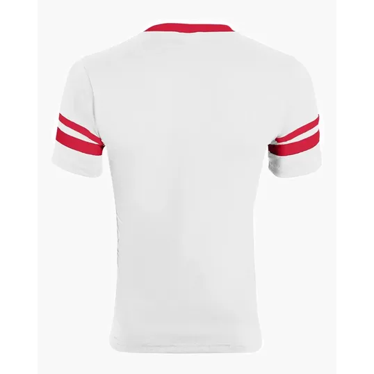 Augusta Sportswear Youth V-Neck Jersey with Striped Sleeves — view 24