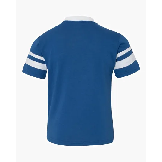 Augusta Sportswear Youth V-Neck Jersey with Striped Sleeves — view 23