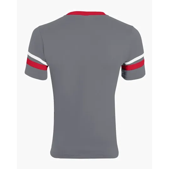 Augusta Sportswear Youth V-Neck Jersey with Striped Sleeves — view 17