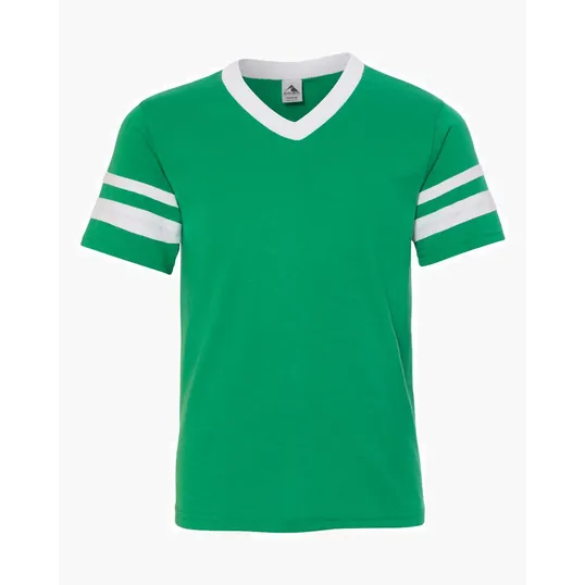 Augusta Sportswear Youth V-Neck Jersey with Striped Sleeves — view 7