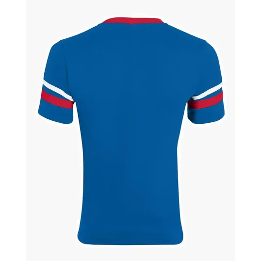 Augusta Sportswear Youth V-Neck Jersey with Striped Sleeves — view 22