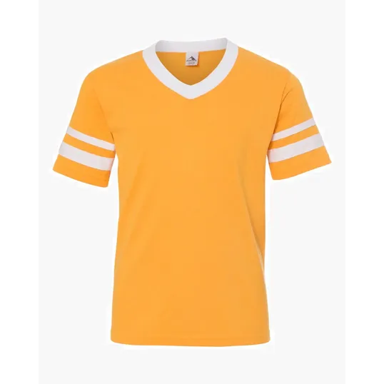 Augusta Sportswear Youth V-Neck Jersey with Striped Sleeves — view 5