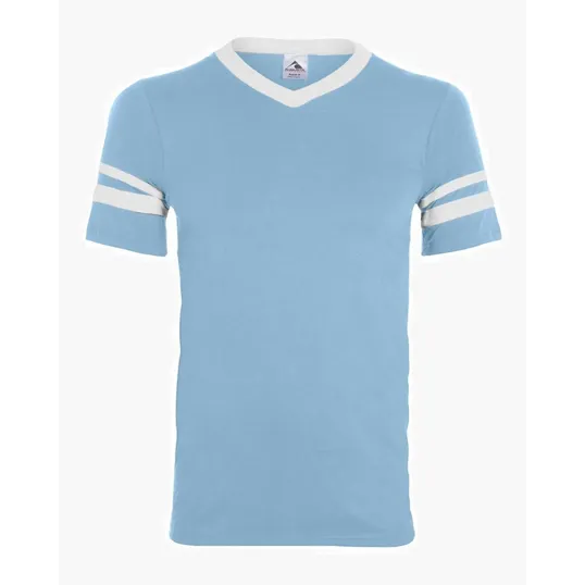 Augusta Sportswear Youth V-Neck Jersey with Striped Sleeves — view 8